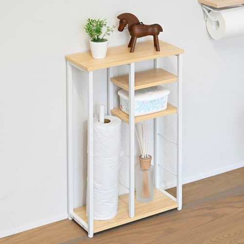 山善(YAMAZEN) トイレラックトイレットペーパー 収納 スリム 棚 ラック トイレ 幅35.5×奥行15×高さ60cm..