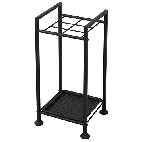 山善(YAMAZEN) 傘立て 幅25×奥行23.5×高さ51.5cm 6マス サビにくい 水受け取り外し可能 組立品 ブラッ..