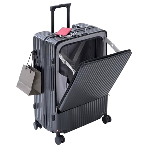 [山善] キャリーケース フロントオープン Lサイズ 78L スーツケース ストッパー付き 軽量 7泊以上 大容..