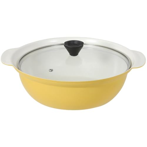 樂天商城 - LIV PLUS 蒸し目皿付 卓上鍋 両手鍋 26cm IH ガス火対応 セラミック ガラス蓋付 レモンイエロー NQ-0421 ビスト 送料無料