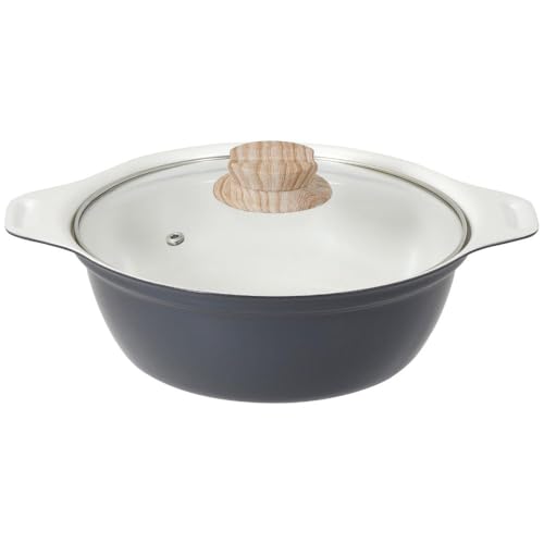 樂天商城 - LIV PLUS 卓上鍋 両手鍋 20cm IH ガス火対応 ガラス蓋付 セラミック グレー NQ-0412 ビストロ・セラミック 送料無料