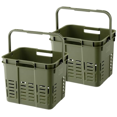 リス(RISU) トランクカーゴ メッシュカーゴ グリーン 16L 2個セット 日本製 小物入れ キャンプ プラスチック おしゃれ ピク 送料無料