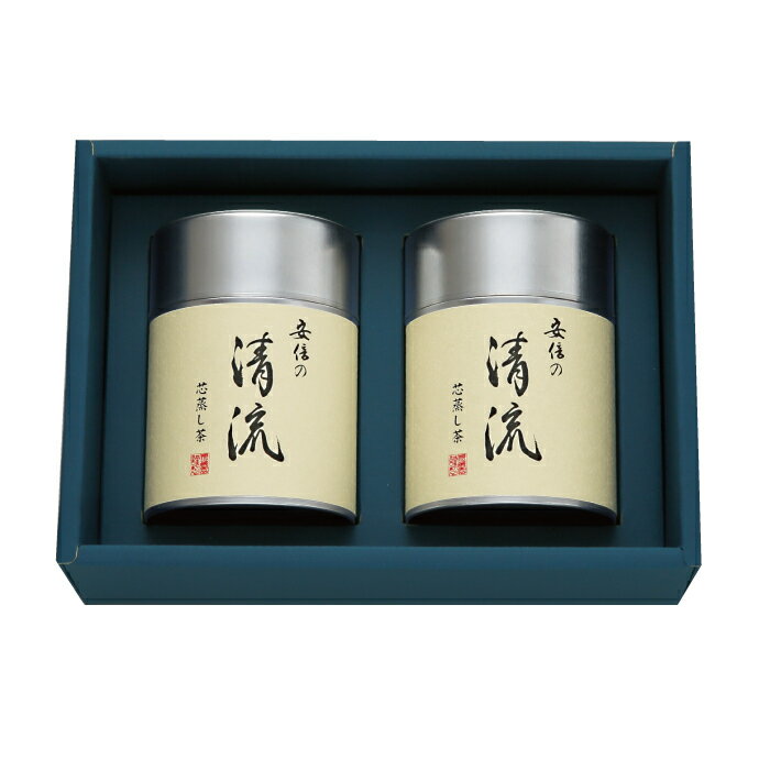 お茶 日本茶 ギフト 贈答 国産 茶葉 1番茶 茶缶 静岡 新鮮 人気 【化粧箱入】安倍の清流 100g帯缶2本セット