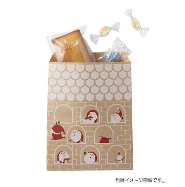 クリスマス　紙袋　平袋　豆サンタ　F12　100枚サイズ　125×170【Xmas　ラッピング　袋　バッグ】
