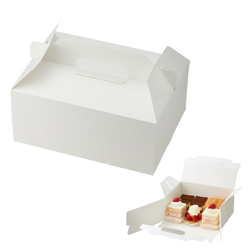 箱 スリムエコキャリーケーキ箱 18×24 ケーキ8~9個用 ホワイト 50枚