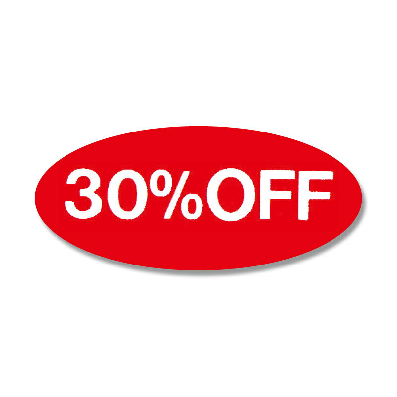 タックラベル(シール) No.109 「30%OFF」 16x36mm 300片【値引き シール ラベル】