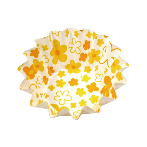 紙カップ　ココケース　丸型　6号深　小花柄　黄　500枚