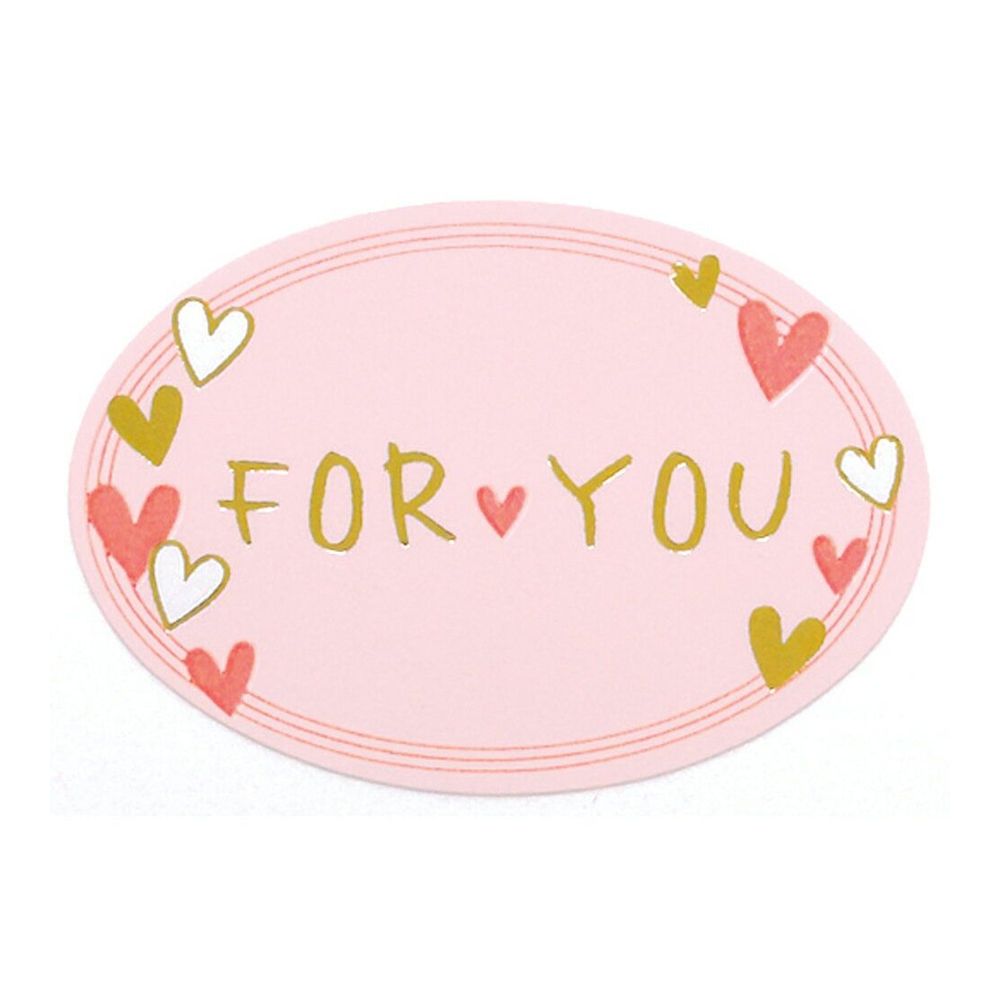アドテープ For You 桃ハート 500片【ロール巻大容量 ラベル シール】