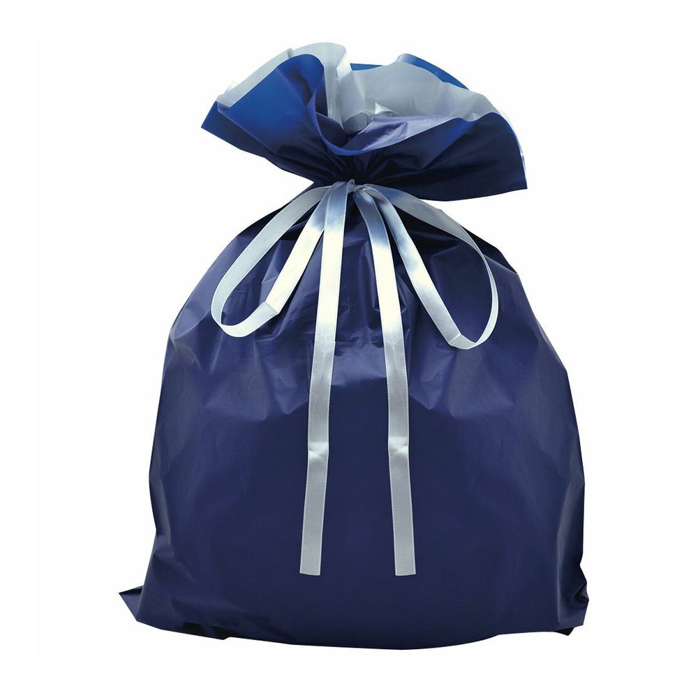 巾着袋 ネイビー 特大 50枚【ギフト ラッピング プレゼント 包装 リボン付き】