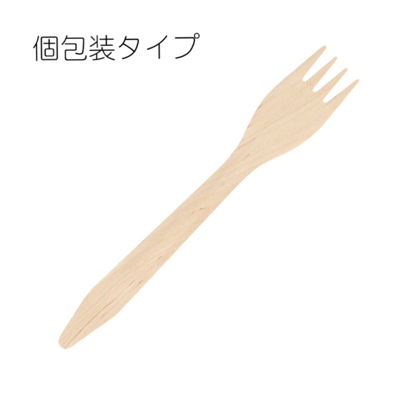 乐天商城 - 木製カトラリー　フォーク　165mm　個包装　100本