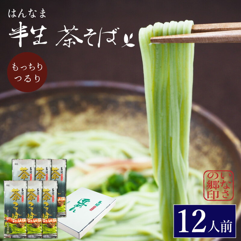 茶そば 半生麺 遠州手延べ麺 静岡 約12人前 1200g(200g×6袋) めんつゆ付 お得な6袋セット いなさの郷 ギフト 贈答用 お中元 お歳暮 母の日 贈りもの 半なま 蕎麦 ソバ【産地直送】