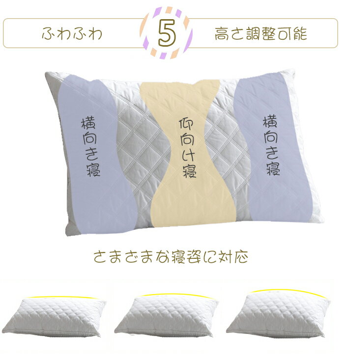 【AYO】枕ホテル仕様枕まくらマクラホテル枕高反発枕横向き安眠枕快眠枕丸洗い可能立体構造高さ調整可能43x63cmプレゼント新生活柔らかい肩こり首こり