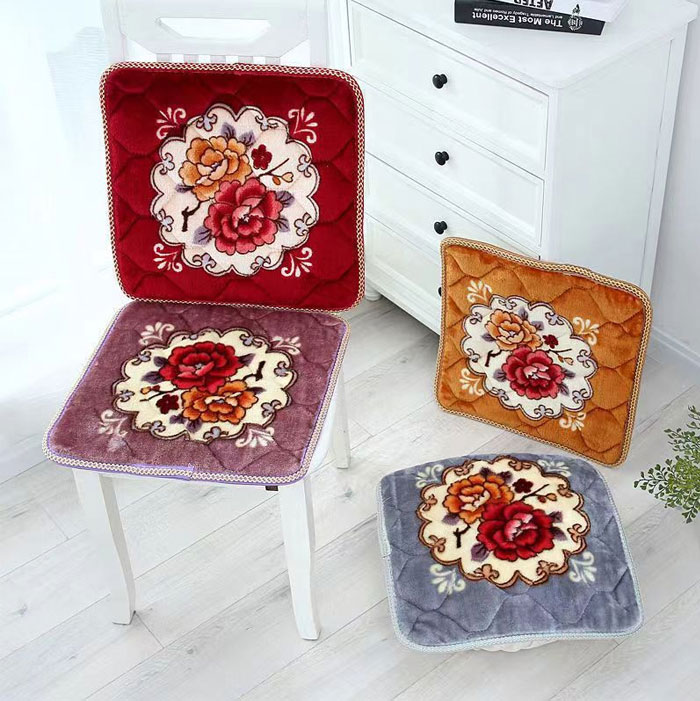 チェアパッド 座布団 2枚セット ベルベット イスクッション 四角 椅子用 2枚セット クッション シートクッション 滑り止め 花柄 チェアクッション 畳用 スクエアクッション 40X40cm 無地 体圧分散 和室 洋室 北欧 [2]