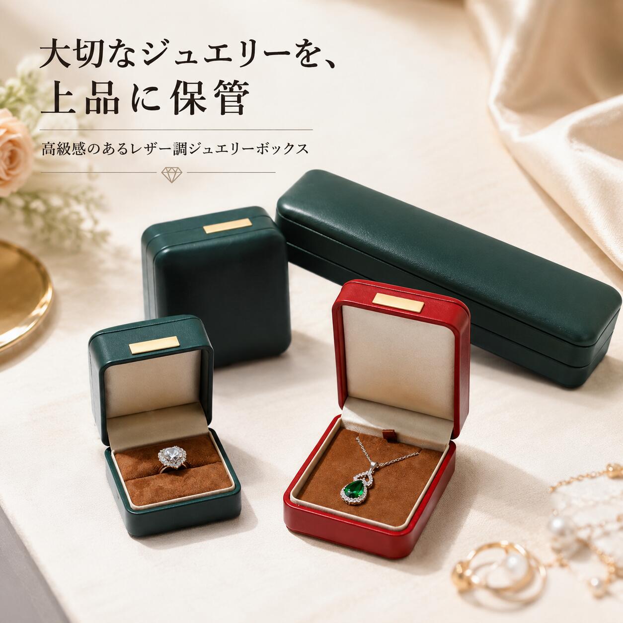 Rakuten - ネックレスケース ネックレス収納 アクセサリー プレゼントケース 持ち運べる ネックレス箱 ネックレスボックス リングケース 小物のアクセサリーケース 記念品ケース 高級素材 祝い プレゼント箱としても最適