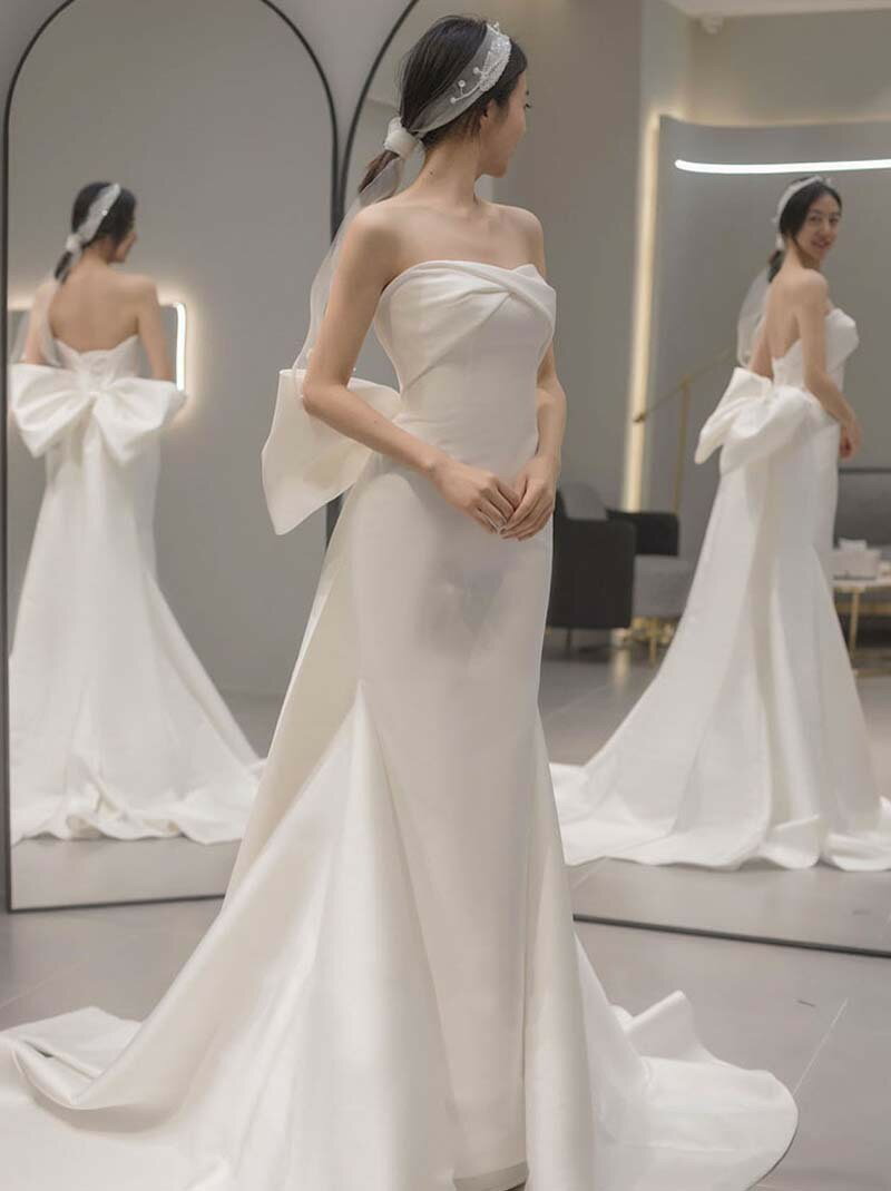＼お買い物マラソン先着クーポン+ 全品P5倍！／ウエディングドレス ウェディングドレス マーメイドライン マーメード マーメイドドレス 白 花嫁ドレス ドレス ウェディング ウエディング ファスナー 二次会ウエディングドレス 前撮り 結婚式 楽チン ゆったり フリル 可愛い