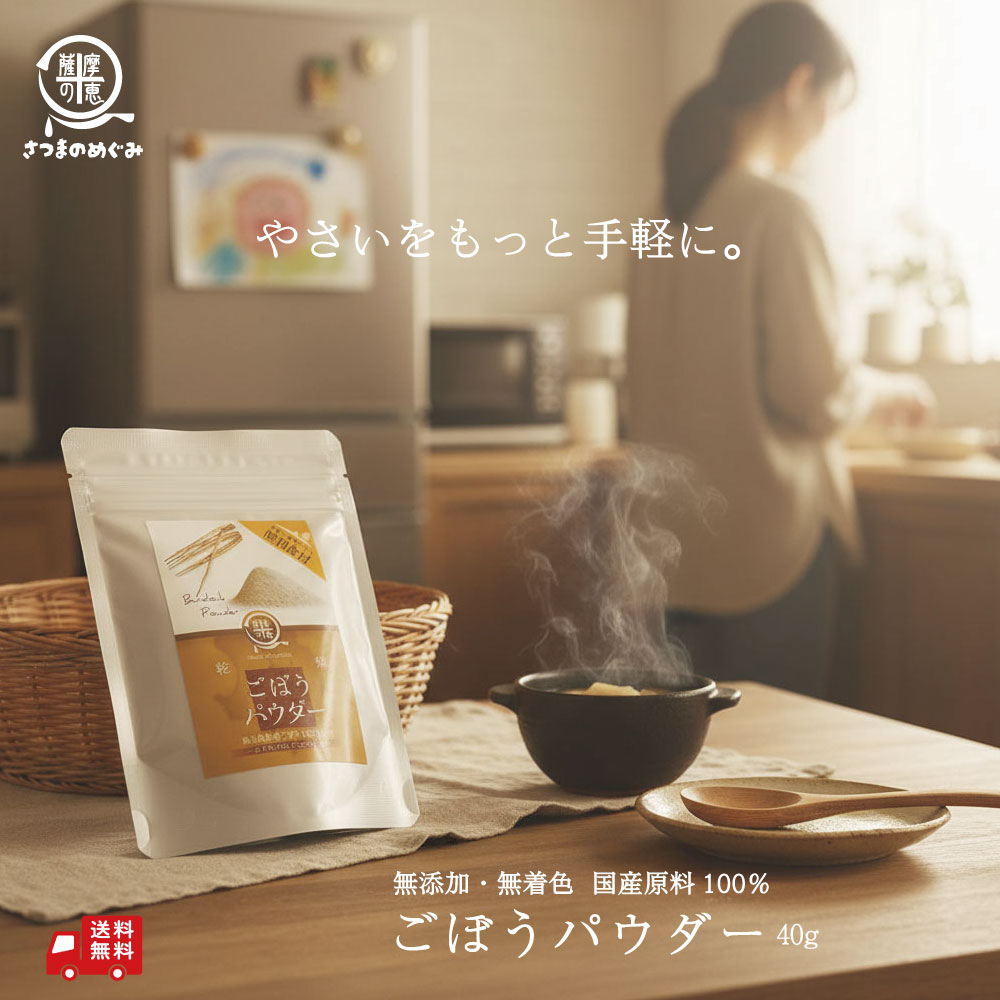 【国産100％使用】無添加ごぼうパウダー（加熱不要）40g 粉野菜 鹿児島産 離乳食 プロパ パン ホットケ..