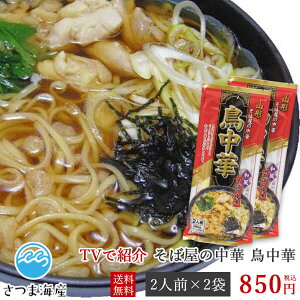 【そば屋の中華 鳥中華 2人前 2袋 セット】中華そば ラーメン らーめん 拉麺 乾麺 インスタント そばつゆ 和風 東北 山形 みうら食品 送料無料