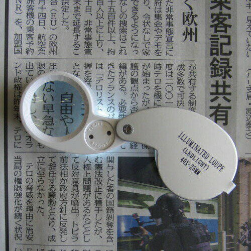 ルーペ 折りたたみ 40倍 LEDライト付 持ち運びに便利な小型タイプ 虫眼鏡 昆虫観察 野外授業 植物観察 冒険 拡大鏡 サバイバル