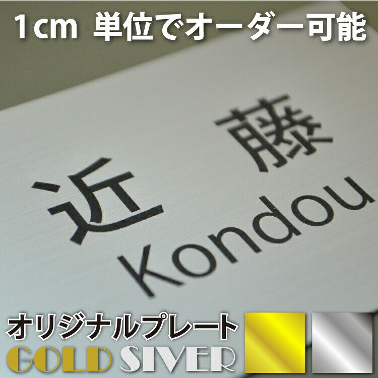 【1平方センチ当たり49円】オリジナルプレート金/銀 ゴールド/シルバー/ステンレスヘアライン風/名入れ/簡易表札/看板/寄贈プレート/ネームプレート/アルファベット/ウェルカムボード/賃貸/戸建て/郵便ポスト用/メール便等送料無料