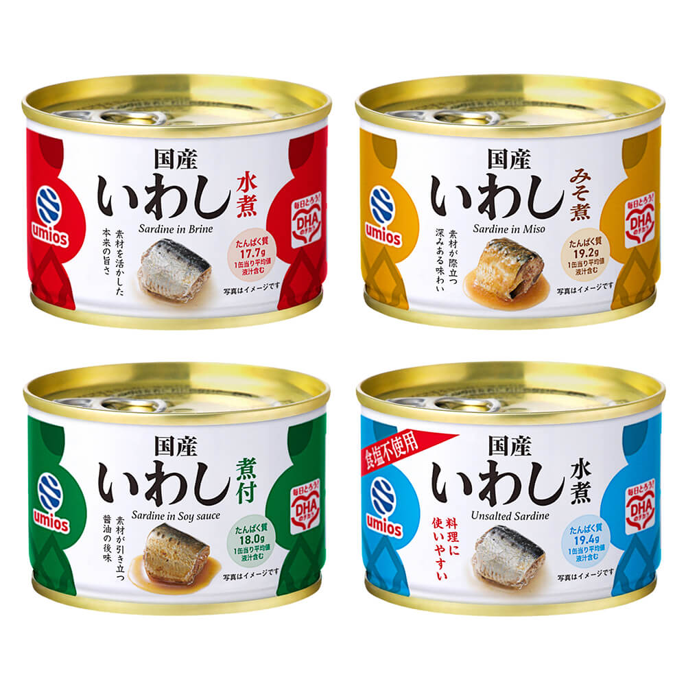 本品はマルハニチロの人気シリーズ「北海道のいわし」の後継品です。 ※マルハニチロは2026年3月、Umios（ウミオス）に社名を変更しました。 【国産いわし水煮】 国産イワシを使用し、素材の良さをいかして塩だけでシンプルに仕上げました。そのままでも、さまざまな料理の素材としても美味しくお召しあがりいただけます。DHA、EPA、カルシウムなどの栄養素が手軽にとれます。 【国産いわしみそ煮】 国産イワシを使用し、家庭的な味に仕上げたみそ煮です。DHA、EPA、カルシウムなどの栄養素が手軽にとれます。 【国産いわし煮付】 国産イワシを使用し、しょうゆベースで甘辛く仕上げました。DHA、EPA、カルシウムなどの栄養素が手軽にとれます。 【国産いわし水煮食塩不使用】 国産イワシを使用し、食塩不使用のため塩分を気にせずご使用できます。 DHA、EPA、カルシウムなどの栄養素が手軽にとれます。 商品名以下からお選びください■国産いわし水煮■国産いわし味噌煮■国産いわし煮付■国産いわし水煮食塩不使用 内容量150g×48缶 原材料【国産いわし水煮】いわし（国産）、食塩【国産いわし味噌煮】いわし（国産）、砂糖、みそ、しょうが汁、食塩／増粘剤（加工でん粉、増粘多糖類）、（一部に大豆を含む）【国産いわし煮付】いわし（国産）、砂糖、しょうゆ、糖みつ、しょうが汁、食塩、（一部に小麦・大豆を含む）【国産いわし水煮食塩不使用】いわし（国産） 保存方法常温 備考■この商品は沖縄県・離島へはお届けできません。該当のご注文はキャンセル処理を行います。■箱に直接、配送伝票を貼った形でのお届けとなります。熨斗・ギフト包装などはできません。