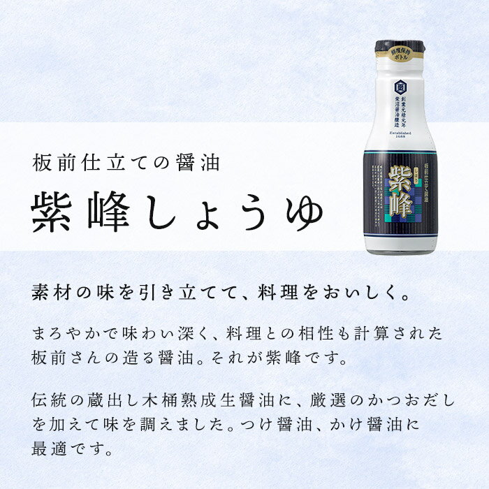 柴沼醤油 紫峰しょうゆ 200ml×8本 鮮度保持ボトル