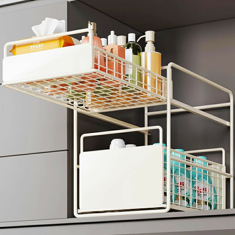 スライド式 収納ケース40*40cm 収納ラック きんぞく製 大容量 シンク下 キッチン シンク 引き出し 収納..