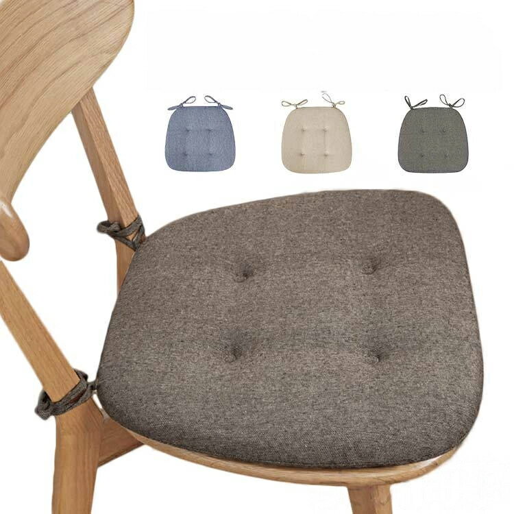 ダイニングチェア用クッション 北欧風シートクッション 滑り止め付き座布団 綿麻混シートカバー バテイ..