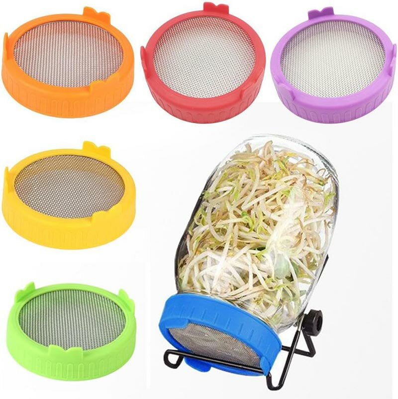 メイソンジャー発芽蓋 ステンレス 発芽瓶の蓋 広口メイソンジャー蓋 もやし栽培キット スクリーン 缶詰..