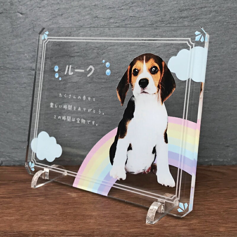 ペット フォトプレート 【虹の橋】 犬 猫 愛犬 愛猫 ペット メモリアル メモリアルグッズ 花 虹 グッズ 写真 ペットグッズ かわいい オーダーメイド オリジナル 遺影 仏具 位牌 ペット供養 記念 ペットロス 写真立て 写真 文字入り フォト 思い出 アクリルスタンド