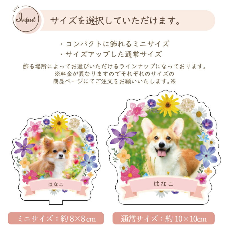 【メモリアルフォトフレーム〜フラワー〜 全4種/ミニサイズ】フラワー 犬 猫 愛犬 愛猫 ハムスター 馬 鳥 ペット メモリアル メモリアルグッズ グッズ 写真 かわいい オーダーメイド オリジナル 遺影 仏具 位牌 ペット供養 記念 記念品 誕生日 写真立て 写真 フォト 思い出 3