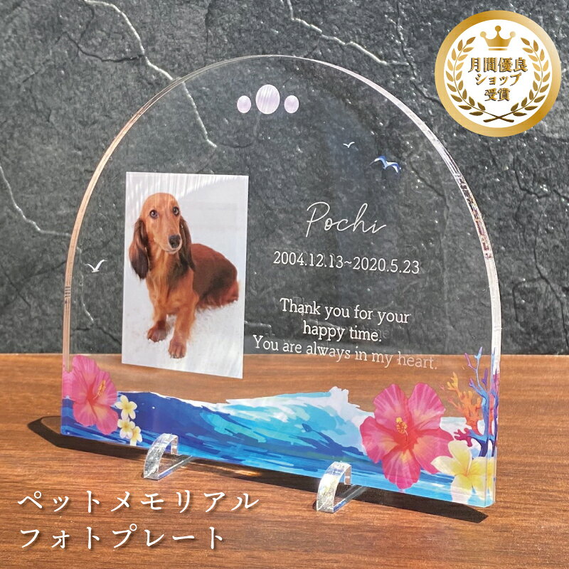 樂天商城 - ペット フォトプレート 【マリン】 犬 猫 愛犬 愛猫 ペット メモリアル メモリアルグッズ グッズ 写真 お悔やみ お悔み 贈り物 ペットグッズ かわいい オーダーメイド オリジナル 遺影 仏具 位牌 ペット供養 記念 記念品 誕生日 写真立て 写真 文字入り フォト 思い出
