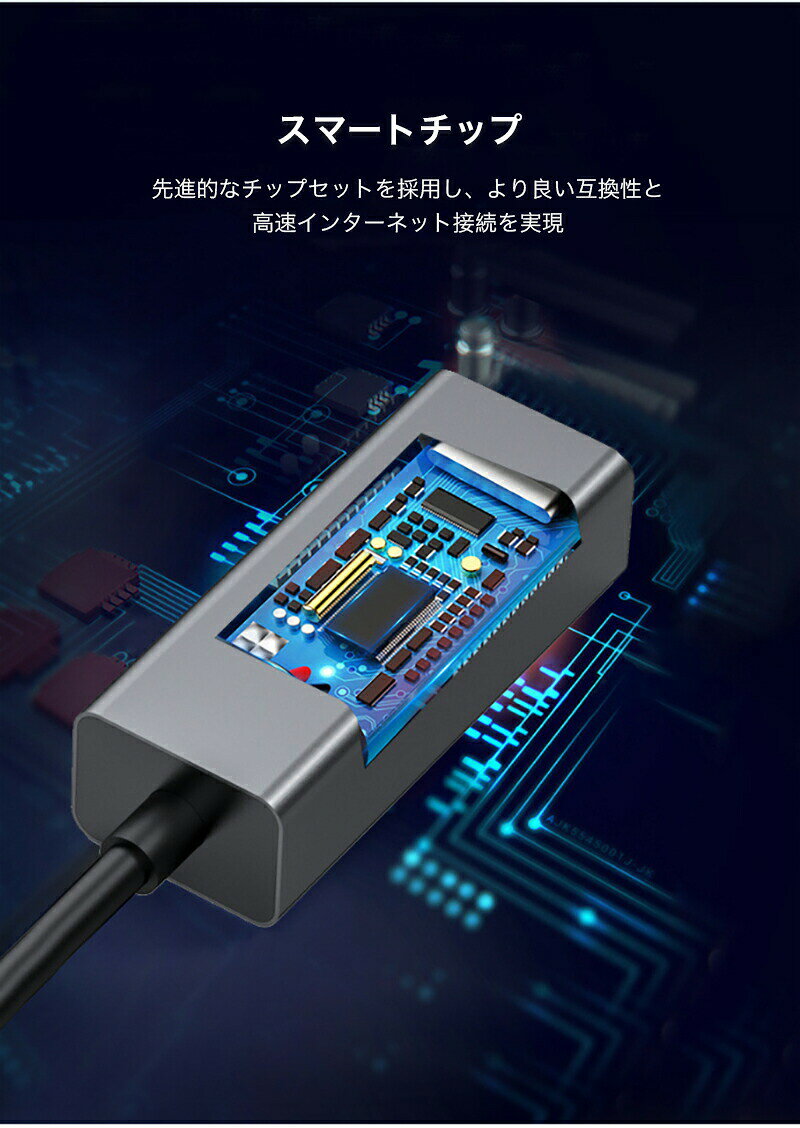 USB-A USB-C to LANポート RJ-45コネクタ USB Type-C to 有線LANアダプタ USB Type...