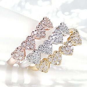 K18WG/YG/PG 0.20ct ハート ダイヤモンド エタニティリングファッション ジュエリー アクセサリー レディース 指輪 ダイヤ リング 0.2ct...