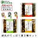 胡瓜のてっぽう漬3種セット（しその葉唐辛子・ごぼう・茎わかめ） 漬物 醤油漬け 製造元直送