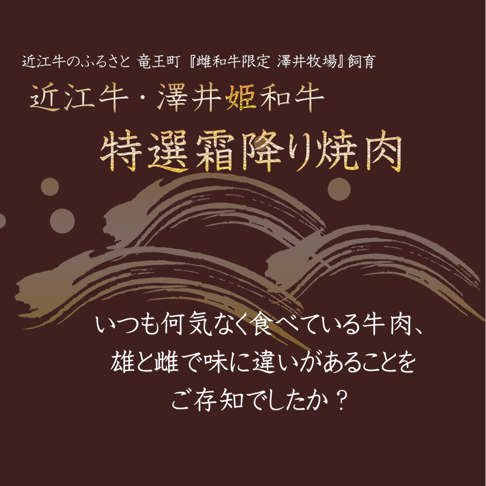 近江牛 【澤井姫和牛】霜降り ロース 肩ロース ウデ モモ バラ 500g 焼肉 特選 BBQ ギフト 贈り物 プレゼント 送料無料 肉 メス牛限定 黒毛和牛 誕生日 祝い 雌 バーベキュー キャンプ　父の日