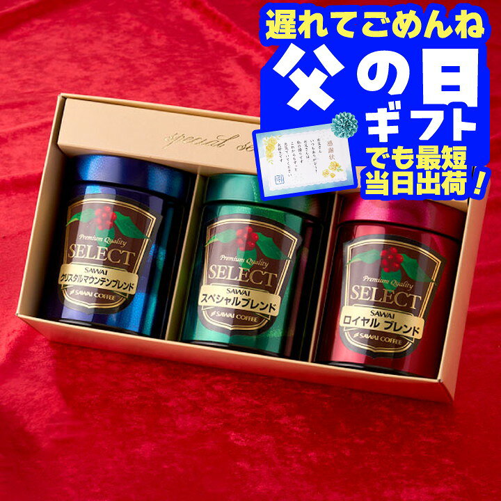 遅れてごめんね 父の日 コーヒー 澤井珈琲 送料無料 コーヒーギフト【ソーシャルギフト対応】 珈琲 プレゼント 挽きたての香り楽しむ珈琲ギフト 100g×3缶 プレミアムギフト 香り高い ラッピング ギフト お中元 夏ギフト 【RD】 【TS】