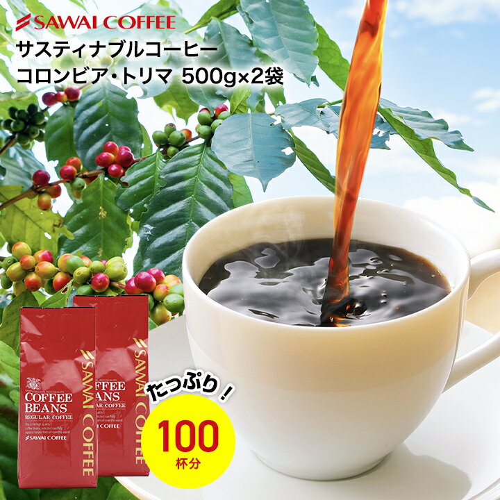 コーヒー コーヒー豆 送料無料 珈琲 珈琲豆 コーヒー粉 レギュラーコーヒー スペシャリティー 1kg 100杯分 サスティナブルなコーヒー コロンビア トリマ コーヒー福袋