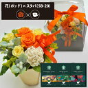 プリザーブドフラワー + スターバックス オリガミ コーヒーセット フラワーポッド (オレンジ) (即日発送) 送料無料(北海道・沖縄を除く) 【_ HAREP...