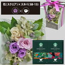 プリザーブドフラワー + スターバックス オリガミ コーヒーセット スクエア (パープル) (即日発送) 送料無料(北海道・沖縄を除く) 【_ HAREPB_