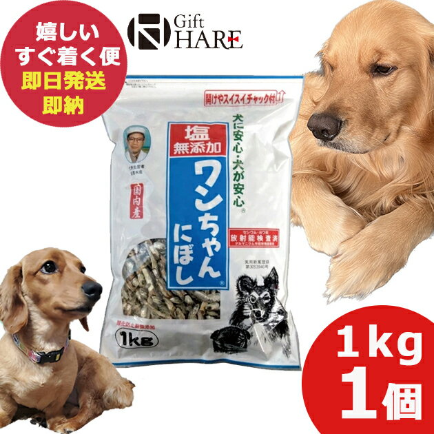 塩無添加 ワンちゃんにぼし 1kg 犬 おやつ にぼし ドッグフード (あす楽) 送料無料(北海道・沖縄を除く)【熨斗/包装紙/メッセージカード/無料ビニール袋不可】_