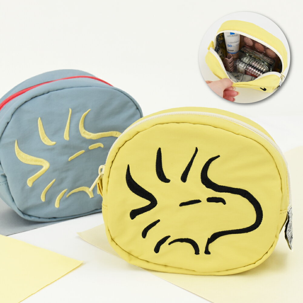 樂天商城 - ウッドストック ピーナッツ フェイス ポーチ 小物入れ 化粧ポーチ コスメポーチ 化粧品 ガジェット ナイロン 軽量 ファスナー 刺繍 収納ポーチ トラベルポーチ レディース 女子 男子 通勤 通学 旅行 大人 学生 小学生 子供 かわいい 可愛い キャラクター グッズ 人気