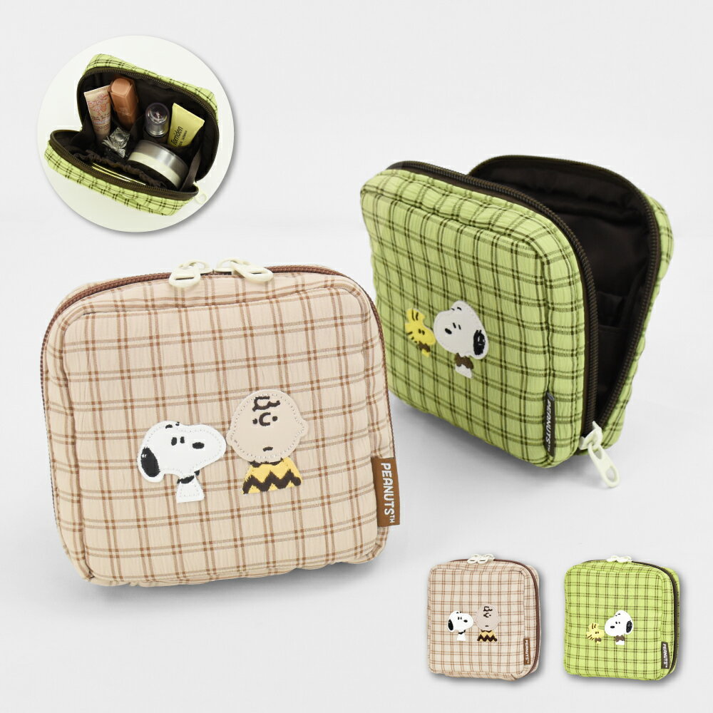 樂天商城 - スヌーピー ピーナッツ チェック ポーチ ワッペン ポリエステル ミニサイズ ミニ ポーチ 化粧ポーチ コスメポーチ レディース メンズ 女子 男子 通勤 通学 旅行 塾 電車 自転車 大人 高校生 学生 子供 おしゃれ 可愛い キャラクター グッズ