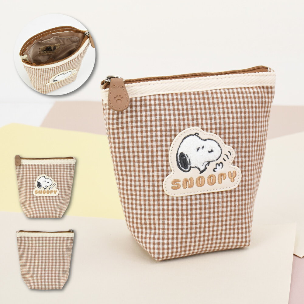 樂天商城 - スヌーピー ピーナッツ チェック ポーチ サガラ ワッペン 刺繍 綿 舟形ポーチ 化粧ポーチ コスメポーチ レディース メンズ 女子 男子 通勤 通学 旅行 塾 電車 自転車 大人 高校生 学生 子供 おしゃれ 可愛い キャラクター グッズ