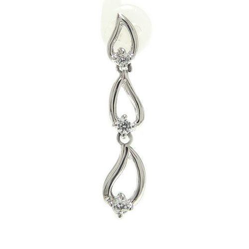 SV950シルバー ラペルピン ブロー スリーストーン 揺れる スイング ブラ ドロップ型 雫型 ツユ型 ピンバッジ ピンブローチ タックピン タイニーピン レ...