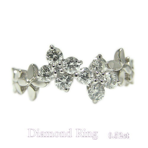 リング プラチナ プラチナリング 指輪 ダイヤ ダイヤリング 人差し指 中指 幅広 太め 四葉 クローバー お花 フラワー 花びら ピンキー 薬指 小指 重ね付...