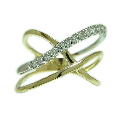 K18YGイエローゴールド/プラチナ リング ダイヤ ダイヤモンド コンビ 人差し指 指輪