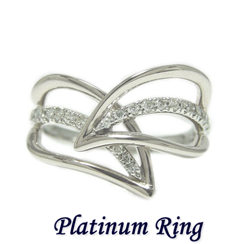 PT900プラチナ リング ダイヤ リーフモチーフ 人差し指 中指 大振り ボリューム 指輪 天然石