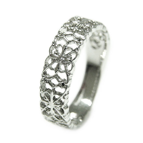 リング K18イエローゴールド ピンクゴールド ホワイトゴールド 指輪 地金リング 人差し指 中指 幅広 太め 透かし 大ぶり ボリューム ピンキー 薬指 小指...