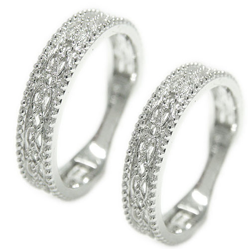 リング ペアリング シルバー シルバーリング 指輪 ペア 地金リング 地金ペアリング 人差し指 中指 細め ピンキー 薬指 小指 重ね着け 透かし SV 2本セ...