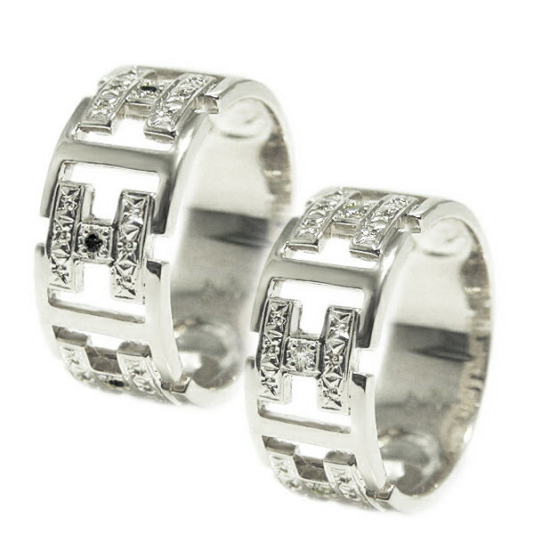 リング ペアリング K18ホワイトゴールド イエローゴールド ピンクゴールド ペア 指輪 ブラックダイヤ ダイヤモンド 人差し指 中指 幅広 太め 2本セット ...